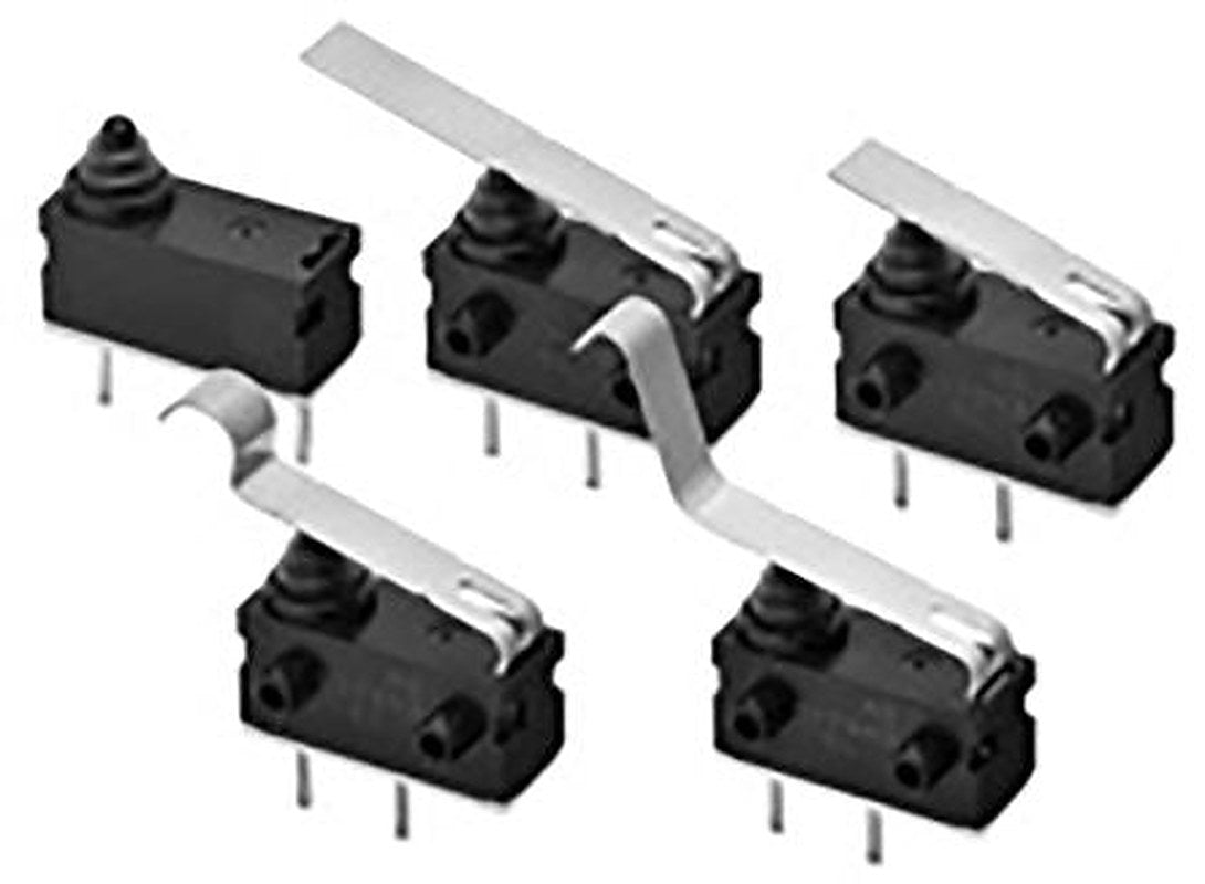 Omron Long Straight Lever, Long Straight Lever Subminiature Micro Switch, PCB Terminal Terminal, 0.1A, 12 V, SPST, IP67,
