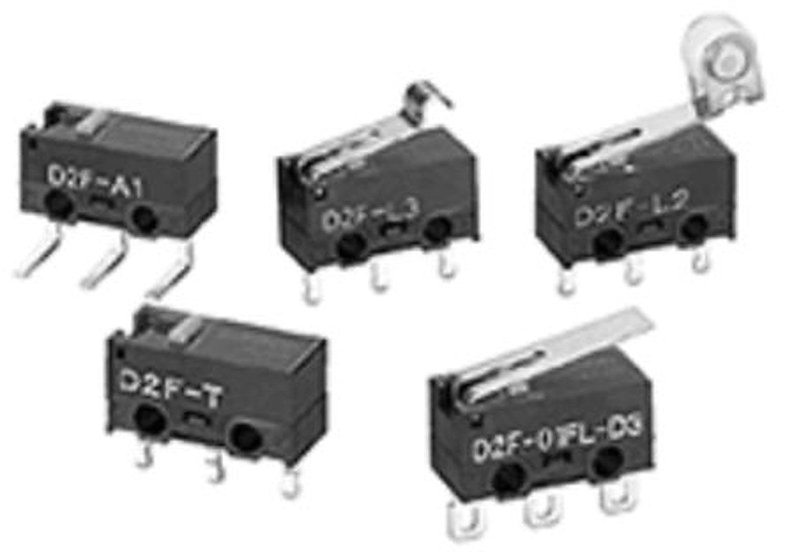 Omron D2F Series Simulated Roller Lever Limit Switch, SPDT, IP40, 250V ac
