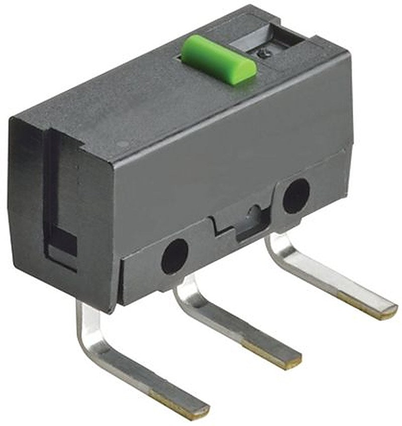 Omron Pin Plunger Micro Switch, Right Angle PCB Terminal Terminal, 100mA, SPST, IP40