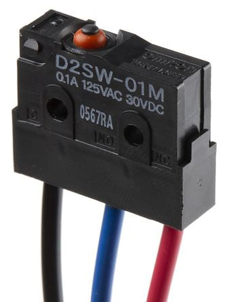 Omron Pin Plunger Micro Switch, Pre-Wired Terminal, 100mA, 250 V ac, 30 V dc, SPDT, IP67