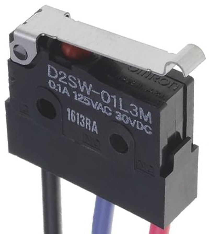Omron Simulated Roller Lever Micro Switch, Pre-Wired Terminal, 3A, 250 V ac, 30 V dc, SPST, IP67