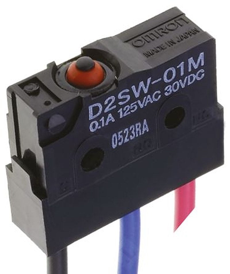 Omron Pin Plunger Micro Switch, Pre-Wired Terminal, 100mA, 250 V ac, 30 V dc, SPDT, IP67