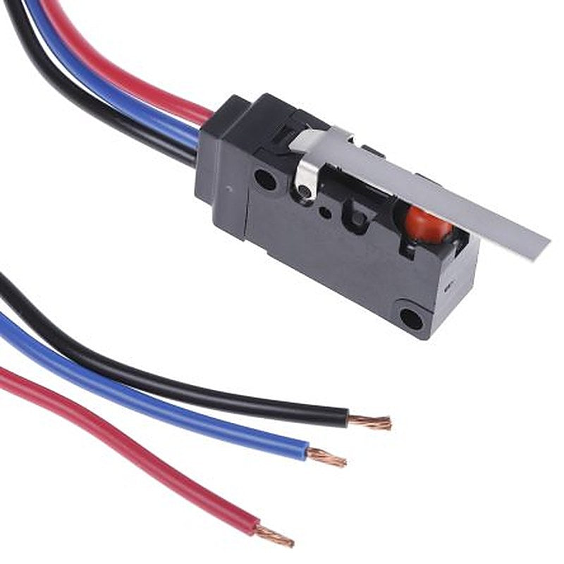 Omron Hinge Lever Micro Switch, Pre-Wired Terminal, 5A, 250 V ac, 30 V dc, SPDT, IP67