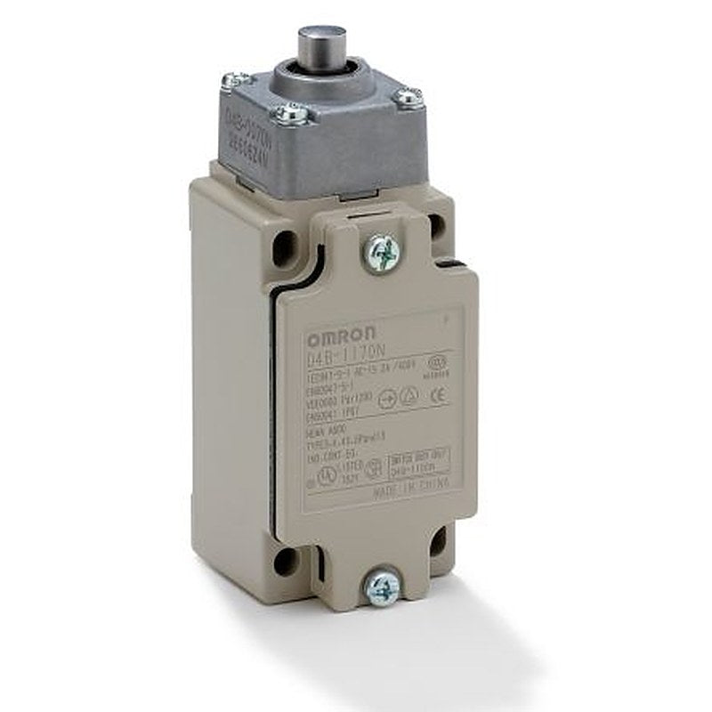 Omron D4B Series Plunger Limit Switch, 2 NC, IP67, Metal Housing, 600V, 10A