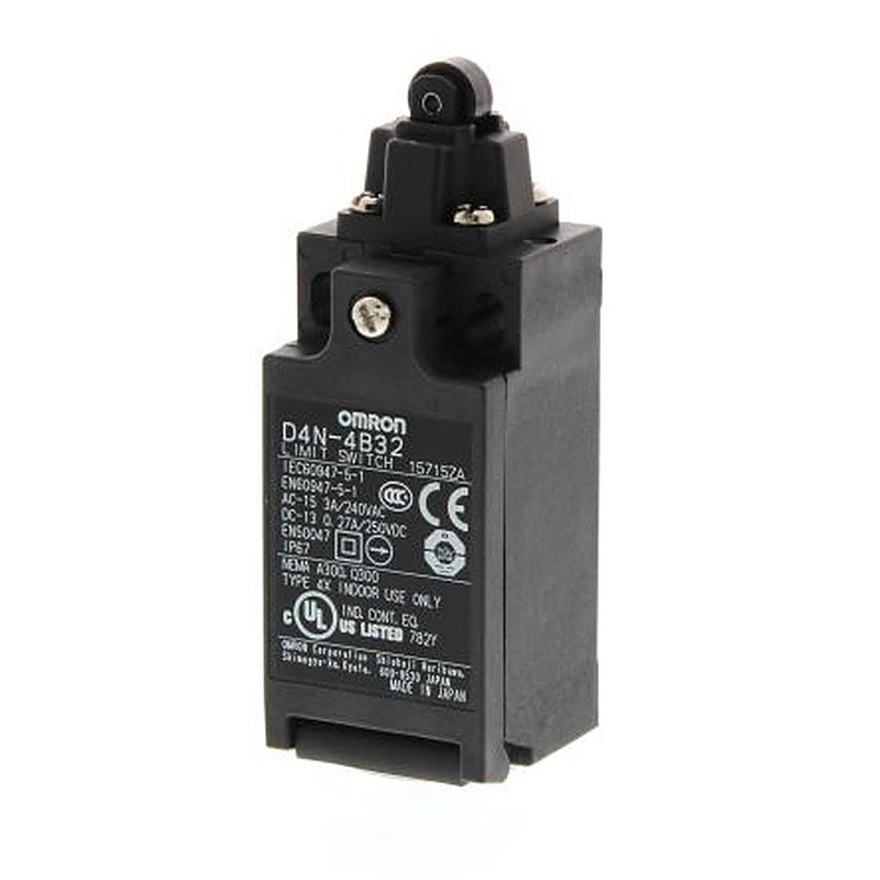 Omron D4n Series Roller Plunger Limit Switch, 2 NC, IP67, Plastic Housing, 240V, 10A