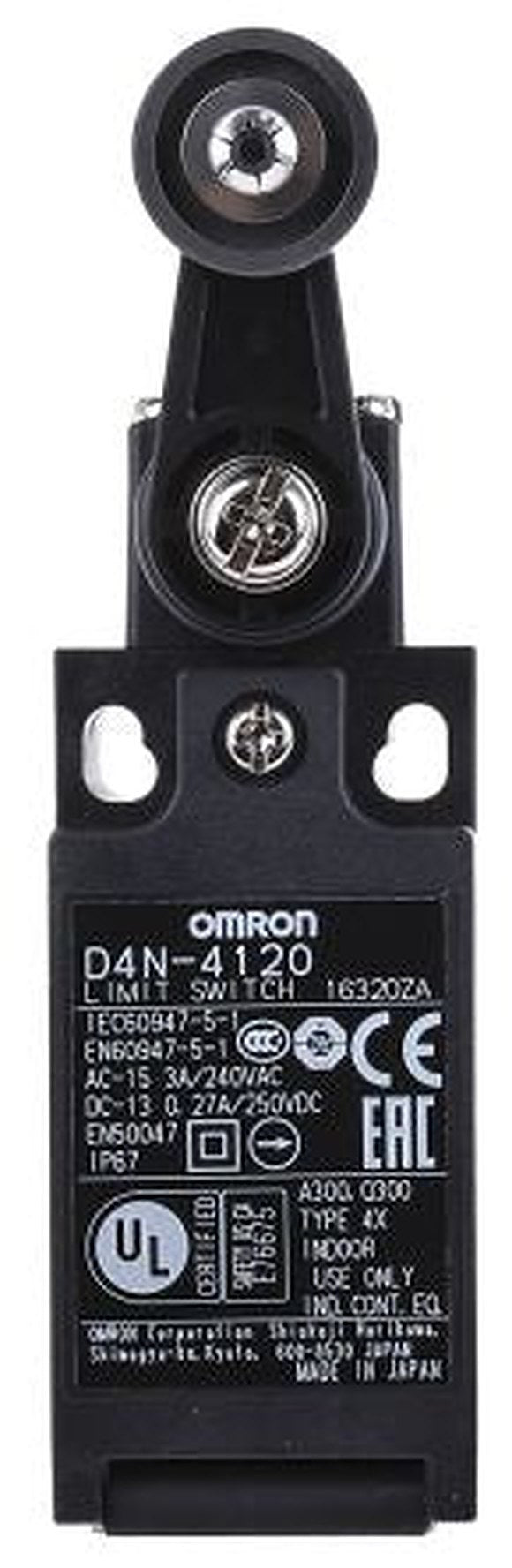 Omron D4n Series Roller Lever Interlock Switch, 1 NO/1 NC, IP67, Plastic Housing, 240V ac, 3A