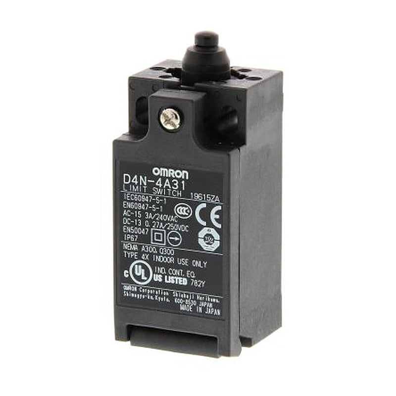 Omron D4n Series Top Plunger Safety Limit Switch, 1 NO/1 NC, IP67, Plastic Housing, 240V, 10A