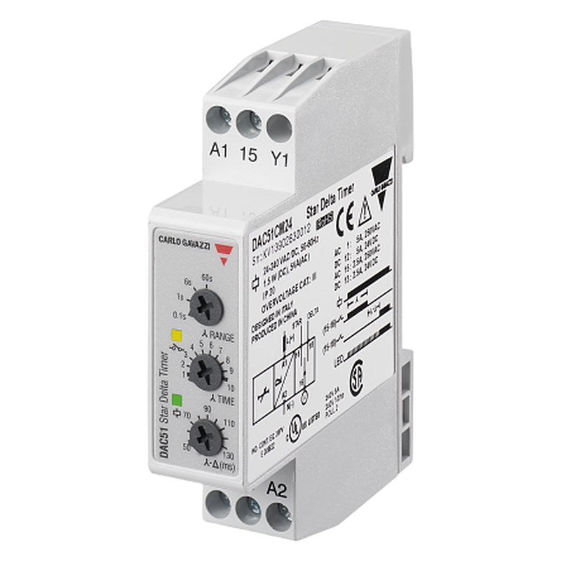 Carlo Gavazzi DAC51CM Series DIN Rail Timer Relay, 1-Contact, 240 V ac/dc 240V ac/dc, 0.1 to 600 s, 1-Function, SPDT
