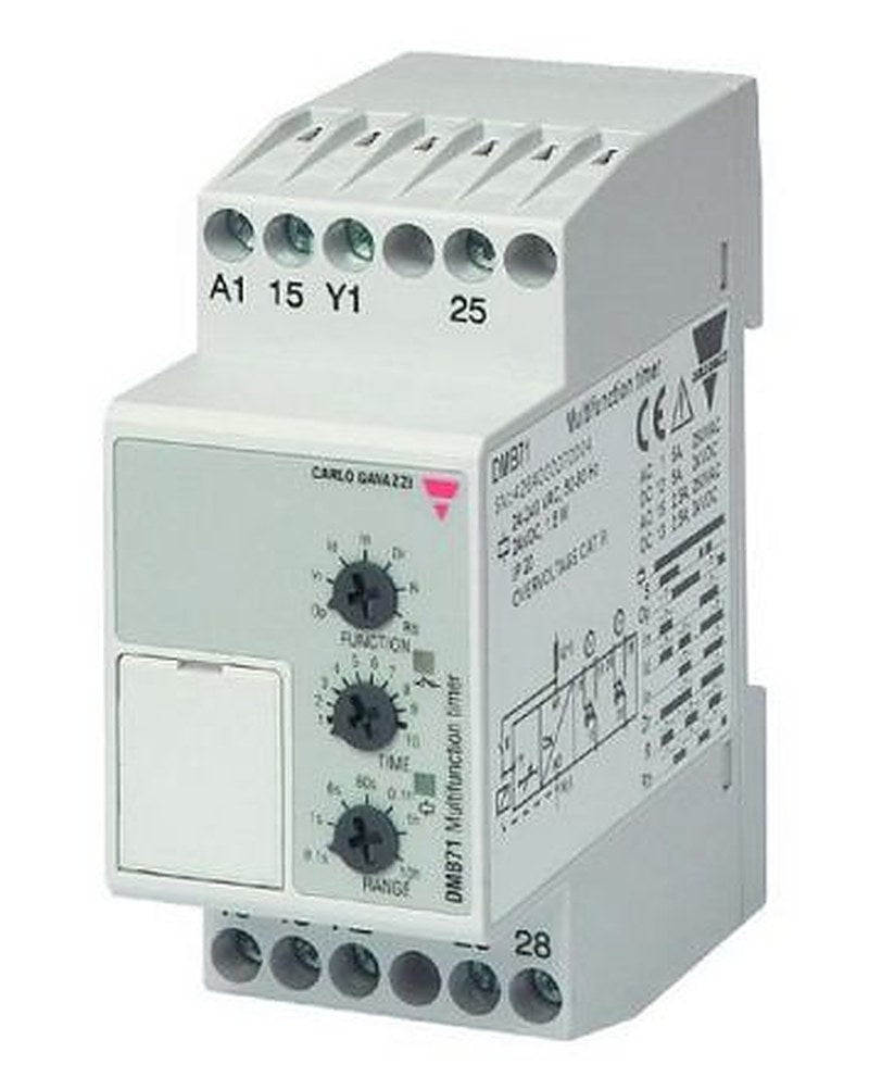 Carlo Gavazzi DMB Series DIN Rail Timer Relay, 2-Contact, 240 V dc 240V ac, 0.1 to 360000 s, Multifunction-Function,