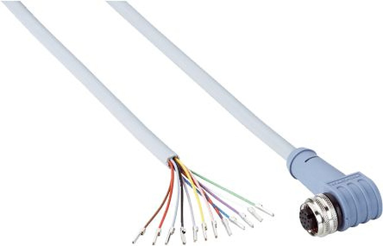 SICK Female 12 way M12, Right Angle to Unterminated 12 way Free Cable End Connector Cable, 5 m