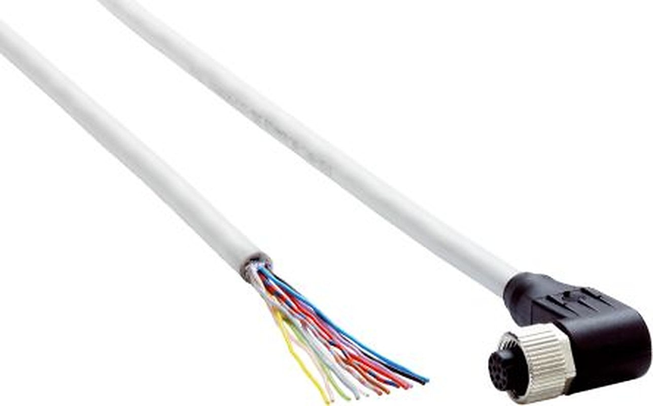 SICK Female 12 way M12, Right Angle to Unterminated 12 way Free Cable End Connector Cable, 5 m