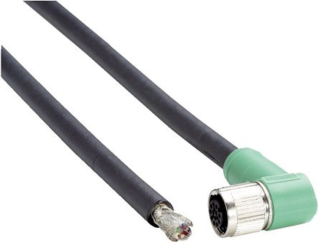 SICK Female 12 way M12, Right Angle to Unterminated 12 way Free Cable End Connector Cable, 10 m