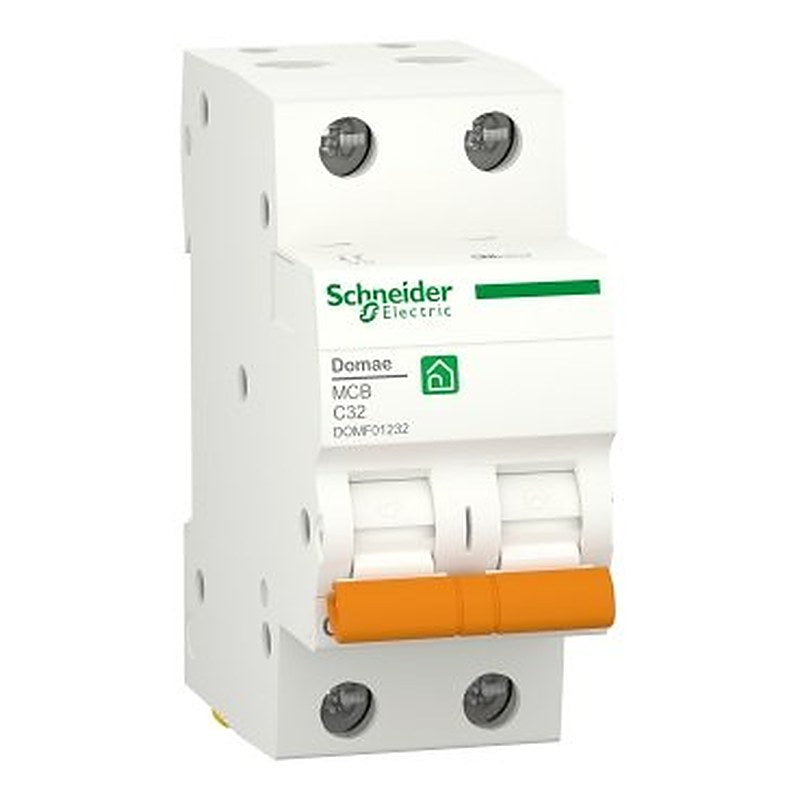 Miniature circuit breaker, Domae, 2P, 32 A, C Curve, 6000 A (Miniature circuit breaker Domae) is a Schneider Electric product. Designed for reliable performance and long service life. Available across Iraq — contact us for pricing and delivery options.
