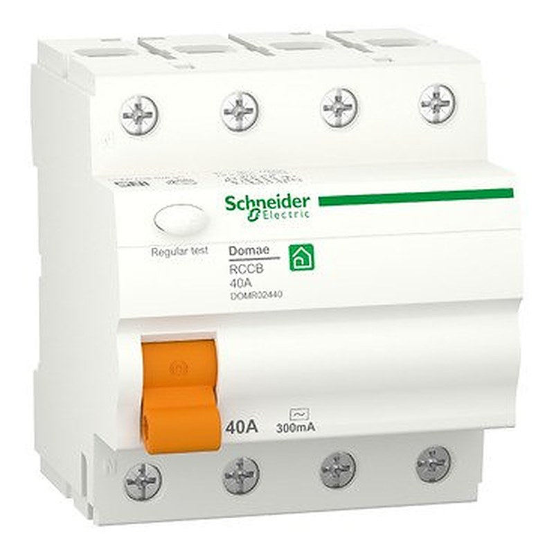 Residual current circuit breaker, Domae, 4P, 40 A, AC type, 300 mA (Residual current circuit breaker Domae) is a Schneider Electric product. Designed for reliable performance and long service life. Available across Iraq — contact us for pricing and delivery options.