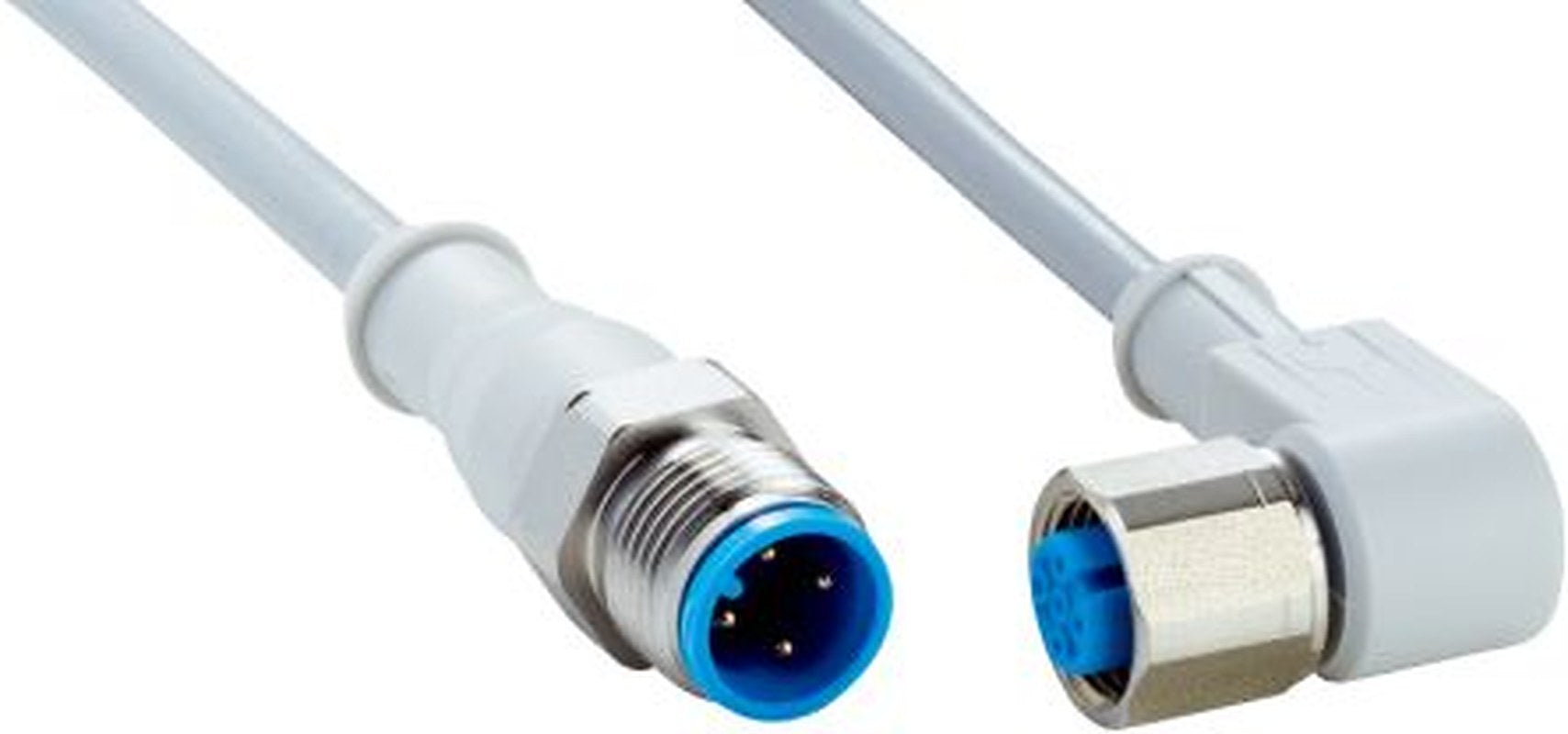 SICK Female 4 way Right Angle to Male 8 way Straight Connector Cable, 2 m