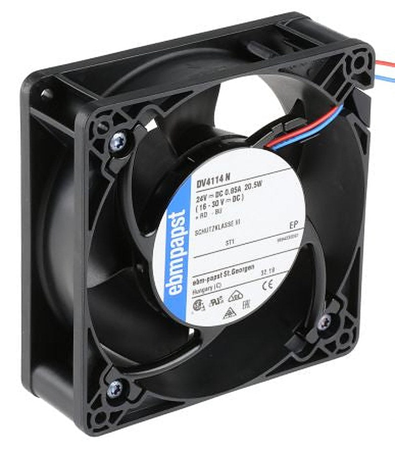 ebm-papst DV 4100 Series Axial Fan, 24V dc, 280 m³/h, 20.5 W, IP68 119 mm 38mm 38 mm