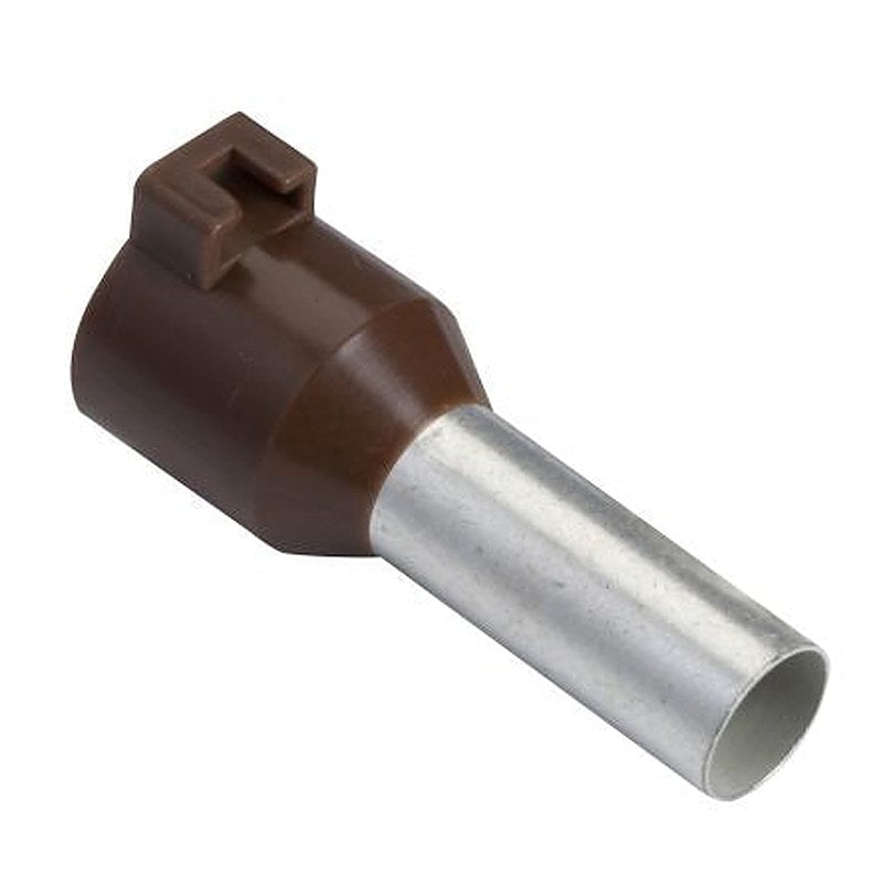 Schneider Electric, Linergy DZ5 Insulated Bootlace Ferrule, 12 mm Pin Length, 4.95 mm Pin Diameter, Brown from 8 AWG to