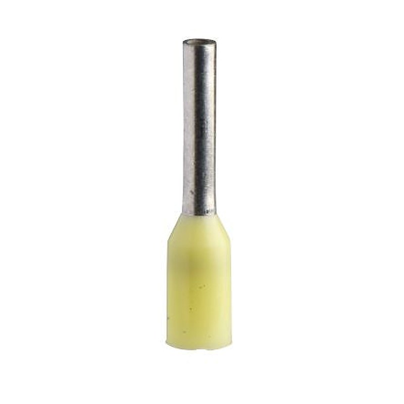 Schneider Electric, Linergy DZ5 Insulated Crimp Bootlace Ferrule, 8.2 mm Pin Length, 2.3 mm Pin Diameter, Yellow to 14