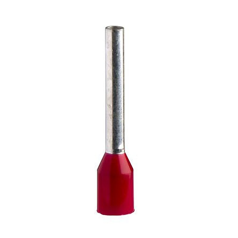 Schneider Electric, DZ5C Insulated Cable End, 25 mm Pin Length, 8.7 mm Pin Diameter, Red to 2 AWG Wire Size