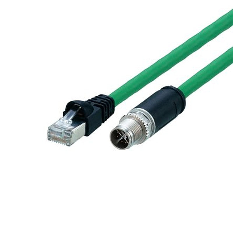 ifm electronic E126, 2 m Ethernet Cable, Green Straight to Male Straight Male, Shielded Polyurethane Sheath