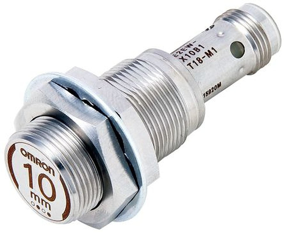 Omron E2EW-X10B218-M1 Threaded Barrel Inductive Proximity Sensor, M18 PNP E2EW 30V dc 10 mm 30 V dc 200mA