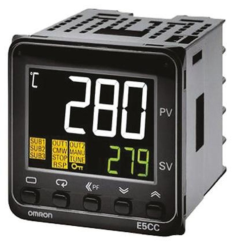 Omron E5CC Panel Mount PID Temperature Controller 2 Input, 1 Output Relay 240V ac/dc PID Controller