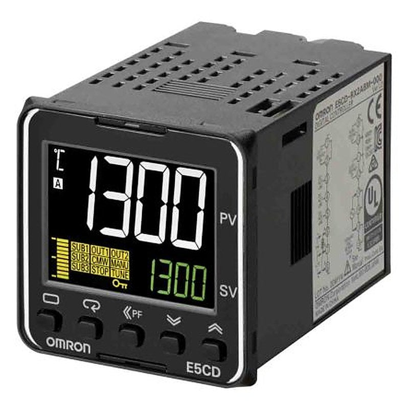 Omron E5CD Panel Mount PID Temperature Controller 2 Input, 2 Output Solid State Relay 240V ac PID Controller