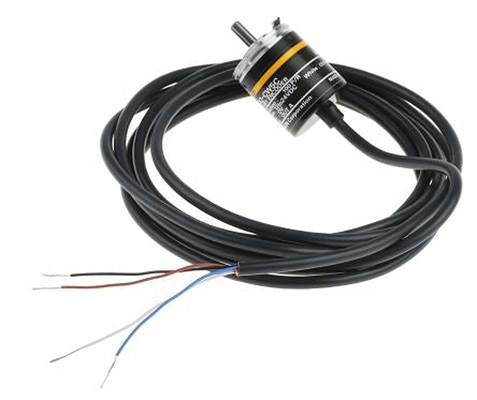 Omron E6A2 Series Incremental Incremental Encoder 24V dc, 100 ppr ppr, NPN Open Collector Signal, Solid Type, 4 mm Shaft