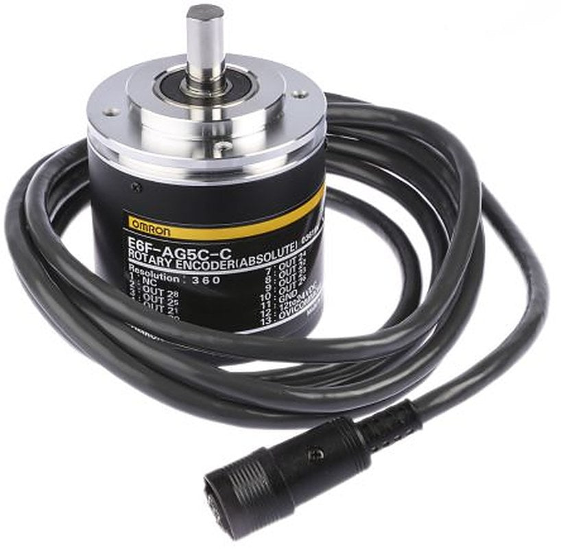Omron E6F Series Absolute Absolute Encoder 24V dc, 360 ppr ppr, NPN Open Collector Signal, Solid Type, 10 mm Shaft