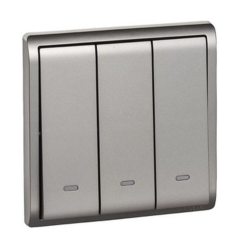 20A-16AX 250V 3 Gang 1 Way Switch with Fluorescent Locator, Aluminium Silver (20A-16AX 250V 3 Gang 1 Way Switch with Fluorescent Locator Aluminium Silver) is a Schneider Electric product. Designed for reliable performance and long service life. Available across Iraq — contact us for pricing and delivery options.