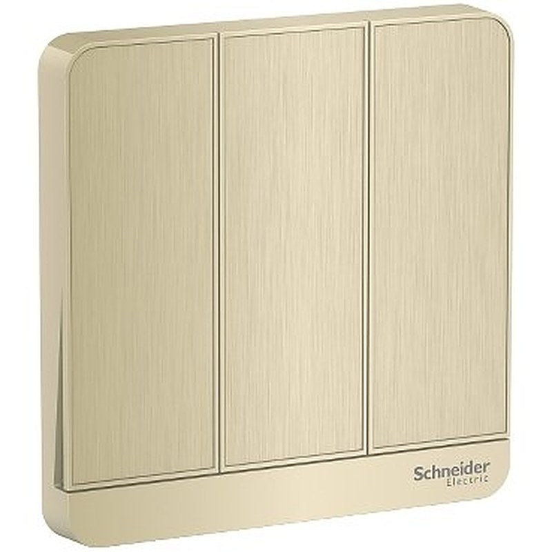 AvatarOn, 3 switches, 16AX, 250V, 2 way, Metal Gold Hairline (AvatarOn 3 switches) is a Schneider Electric product. Designed for reliable performance and long service life. Available across Iraq — contact us for pricing and delivery options.