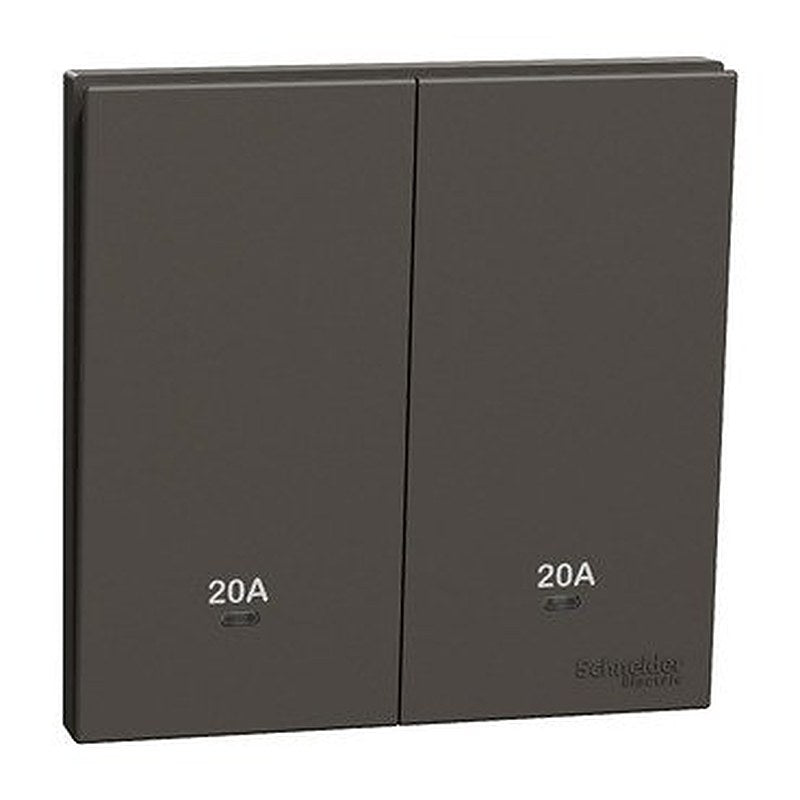 Double Pole Switch with LED, AvatarOn C, 20A, 250V, 2 gang, dark grey (Double Pole Switch with LED AvatarOn C) is a Schneider Electric product. Designed for reliable performance and long service life. Available across Iraq — contact us for pricing and delivery options.
