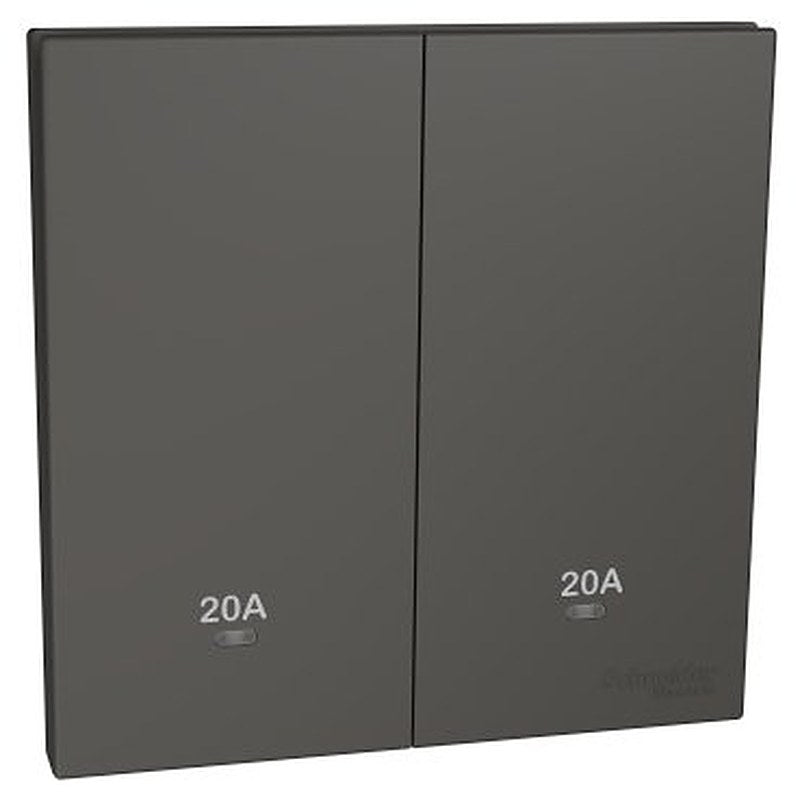 Double Pole Switch with LED, AvatarOn C, 20A, 250V, 2 gang, dark grey (Double Pole Switch with LED AvatarOn C) is a Schneider Electric product. Designed for reliable performance and long service life. Available across Iraq — contact us for pricing and delivery options.