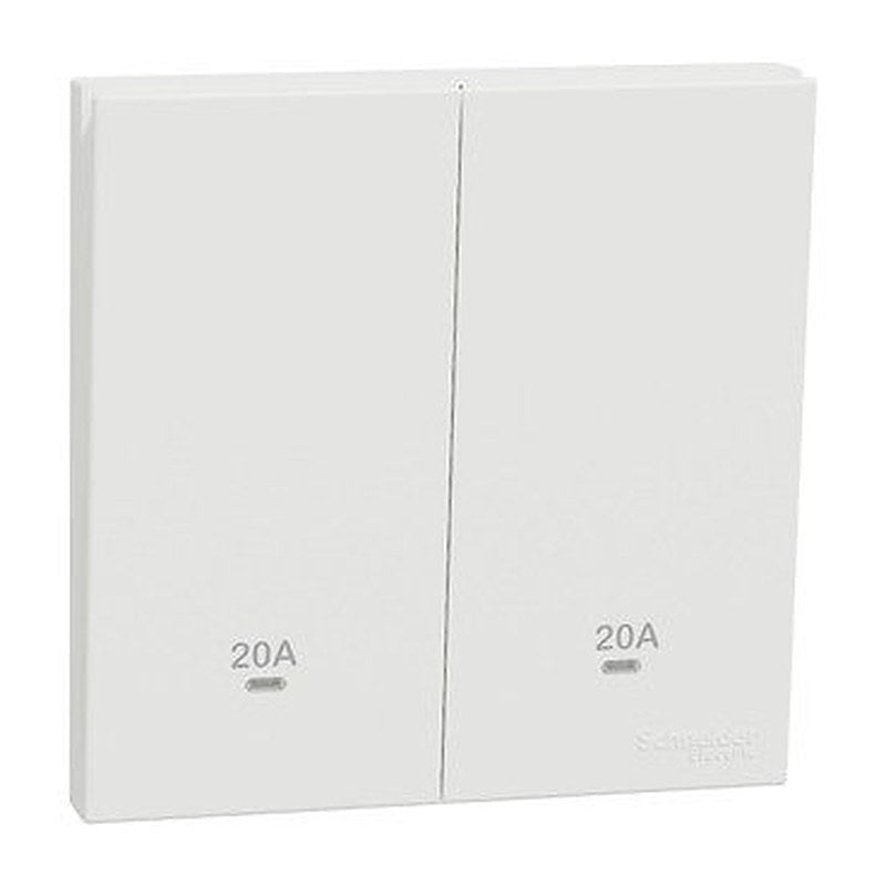 Double Pole Switch with LED, AvatarOn C, 20A, 250V, 2 gang, white (Double Pole Switch with LED AvatarOn C) is a Schneider Electric product. Designed for reliable performance and long service life. Available across Iraq — contact us for pricing and delivery options.
