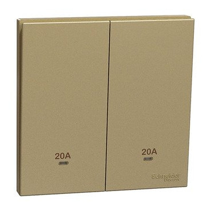 Double Pole Switch with LED, AvatarOn C, 20A, 250V, 2 gang, wine gold (Double Pole Switch with LED AvatarOn C) is a Schneider Electric product. Designed for reliable performance and long service life. Available across Iraq — contact us for pricing and delivery options.