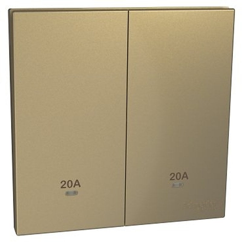 Double Pole Switch with LED, AvatarOn C, 20A, 250V, 2 gang, wine gold (Double Pole Switch with LED AvatarOn C) is a Schneider Electric product. Designed for reliable performance and long service life. Available across Iraq — contact us for pricing and delivery options.