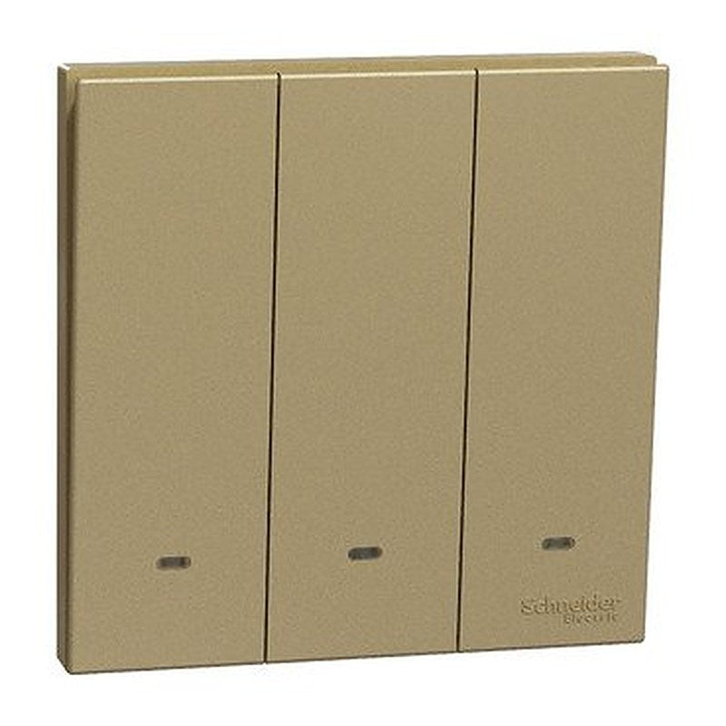 Switch with Fluorescent Locator, AvatarOn C, 2 way, 3 gang, 16AX, 250V, wine gold (Switch with Fluorescent Locator AvatarOn C) is a Schneider Electric product. Designed for reliable performance and long service life. Available across Iraq — contact us for pricing and delivery options.