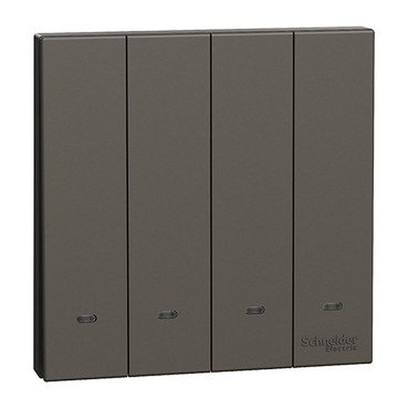Switch with Fluorescent Locator, AvatarOn C, 2 way, 4 gang, 16AX, 250V, dark grey (Switch with Fluorescent Locator AvatarOn C) is a Schneider Electric product. Designed for reliable performance and long service life. Available across Iraq — contact us for pricing and delivery options.