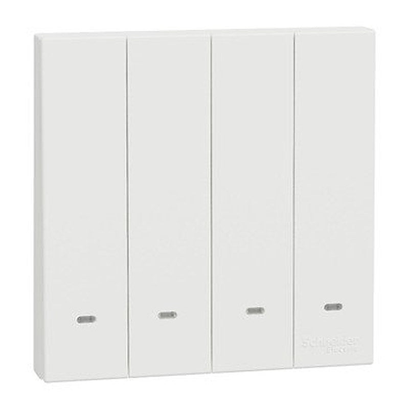 Switch with Fluorescent Locator, AvatarOn C, 2 way, 4 gang, 16AX, 250V, white (Switch with Fluorescent Locator AvatarOn C) is a Schneider Electric product. Designed for reliable performance and long service life. Available across Iraq — contact us for pricing and delivery options.