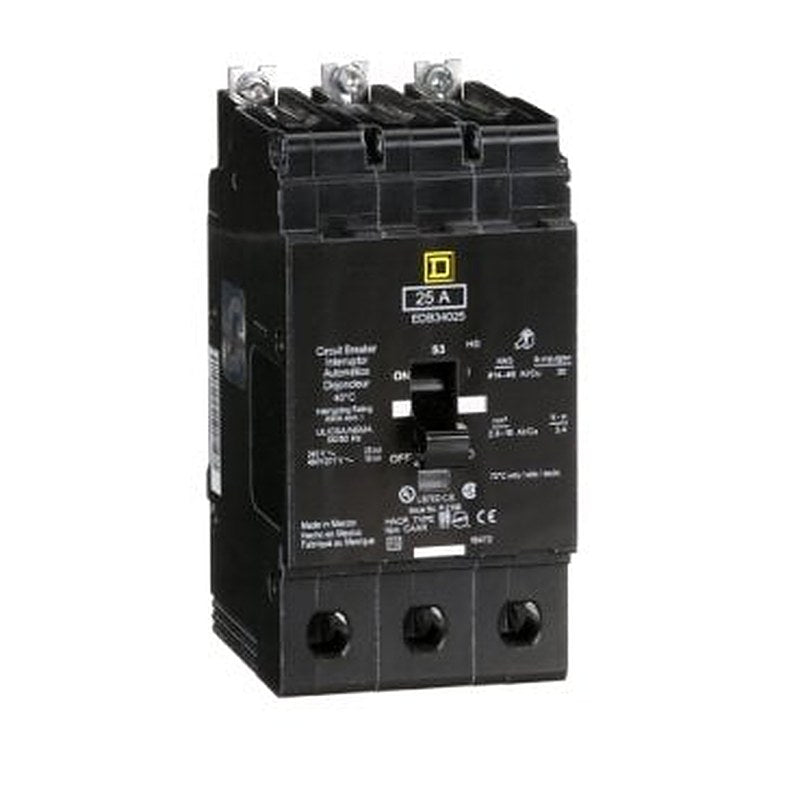 Mini circuit breaker, E-Frame, 25A, 3 pole, 480Y/277VAC, 25kA max, bolt on [TAA] (Mini circuit breaker E-Frame) is a Schneider Electric product. Designed for reliable performance and long service life. Available across Iraq — contact us for pricing and delivery options.