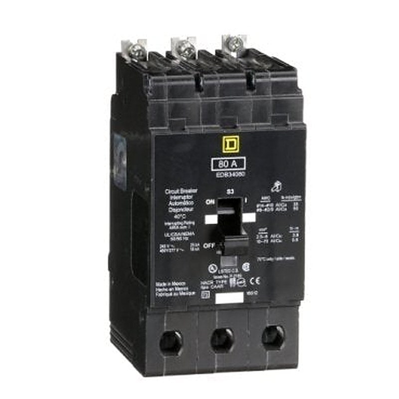 Mini circuit breaker, E-Frame, 80A, 3 pole, 480Y/277VAC, 25kA max, bolt on [TAA] (Mini circuit breaker E-Frame) is a Schneider Electric product. Designed for reliable performance and long service life. Available across Iraq — contact us for pricing and delivery options.