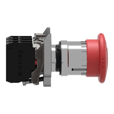 Schneider Electric Harmony Series Turn to Release Emergency Stop Push Button, Panel Mount, 22 mm Cutout, 1 NO/2 NC,