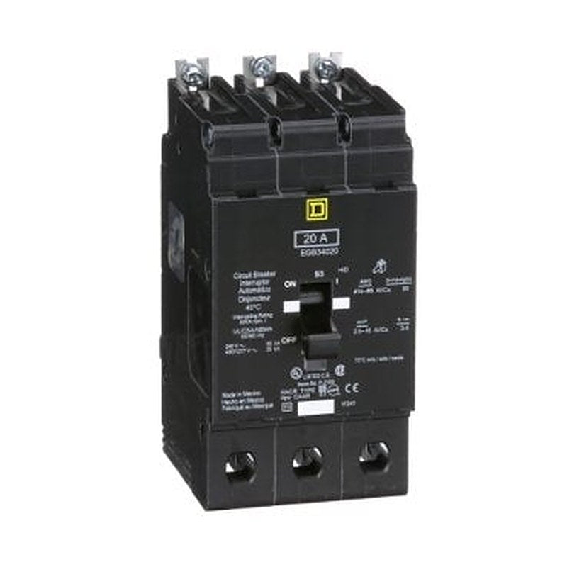 Mini circuit breaker, E-Frame, 20A, 3 pole, 480Y/277VAC, 65kA max, bolt on [TAA] (Mini circuit breaker E-Frame) is a Schneider Electric product. Designed for reliable performance and long service life. Available across Iraq — contact us for pricing and delivery options.