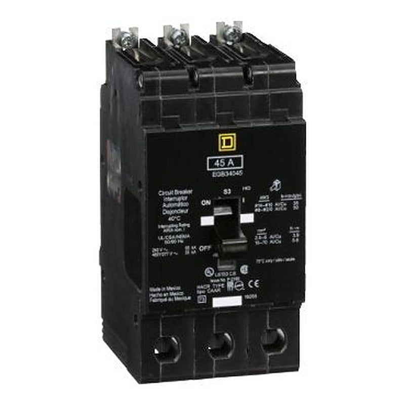 Mini circuit breaker, E-Frame, 45A, 3 pole, 480Y/277VAC, 65kA max, bolt on [TAA] (Mini circuit breaker E-Frame) is a Schneider Electric product. Designed for reliable performance and long service life. Available across Iraq — contact us for pricing and delivery options.