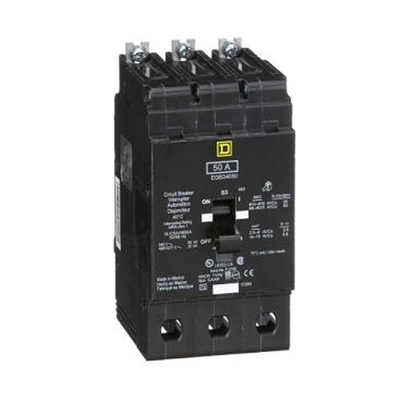 Mini circuit breaker, E-Frame, 50A, 3 pole, 480Y/277VAC, 65kA max, bolt on [TAA] (Mini circuit breaker E-Frame) is a Schneider Electric product. Designed for reliable performance and long service life. Available across Iraq — contact us for pricing and delivery options.