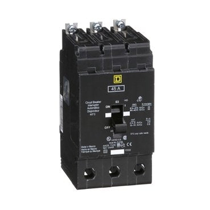Mini circuit breaker, E-Frame, 45A, 3 pole, 480Y/277VAC, 100kA max, bolt on [TAA] (Mini circuit breaker E-Frame) is a Schneider Electric product. Designed for reliable performance and long service life. Available across Iraq — contact us for pricing and delivery options.