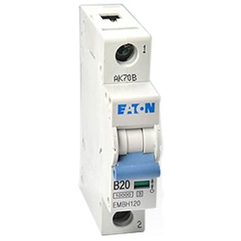 Eaton MEM Shield EMBH Miniature Circuit Breaker, 1-Pole, 20A, Type B, 240V ac AC, 48 V dc DC, 10 kA Breaking Capacity