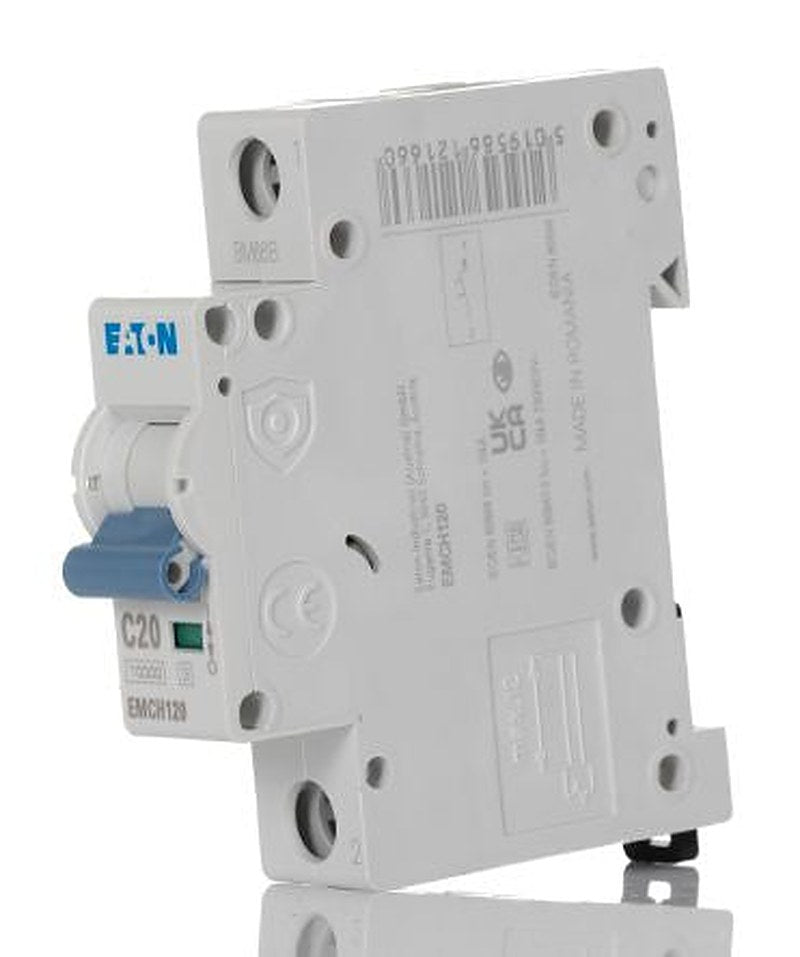 Eaton MEM Shield EMCH Miniature Circuit Breaker, 1-Pole, 20A, Type C, 240V ac AC, 48 V dc DC, 10 kA Breaking Capacity
