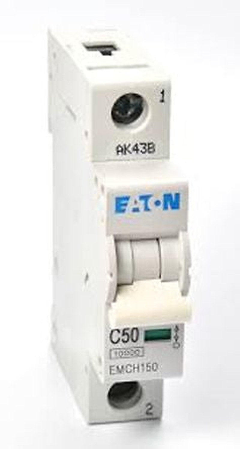 Eaton MEM Shield EMCH Miniature Circuit Breaker, 1-Pole, 50A, Type C, 240V ac AC, 48 V dc DC, 10 kA Breaking Capacity