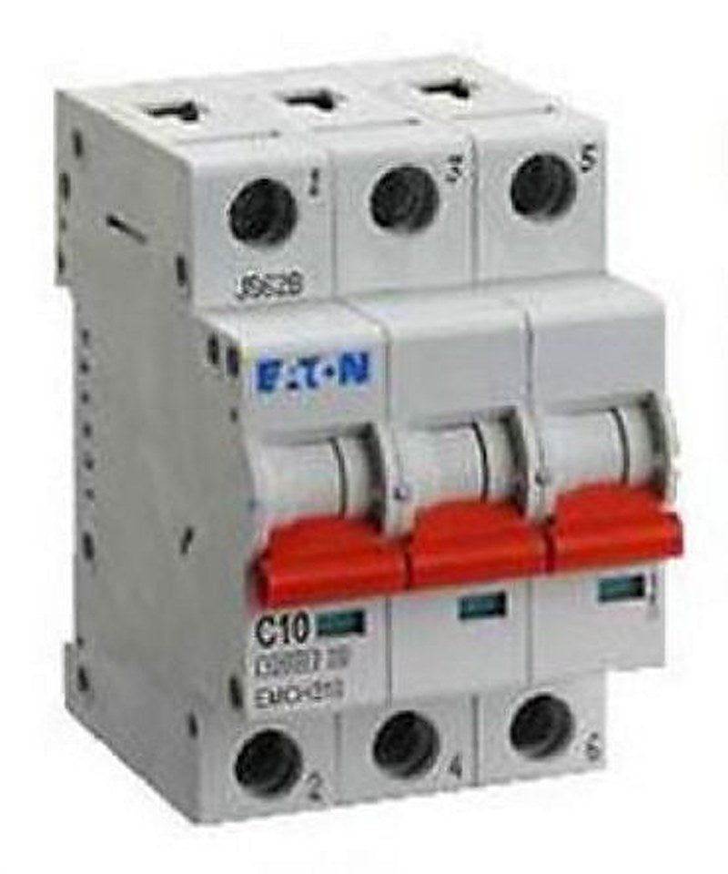 Eaton MEM Shield EMCH Miniature Circuit Breaker, 3-Pole, 6A, Type C, 240V ac AC, 48 V dc DC, 10 kA Breaking Capacity